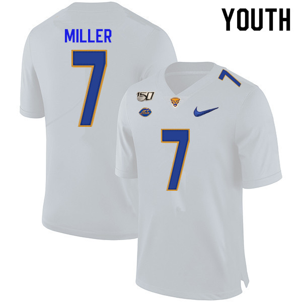 2019 Youth #7 Henry Miller Pitt Panthers College Football Jerseys Sale-White